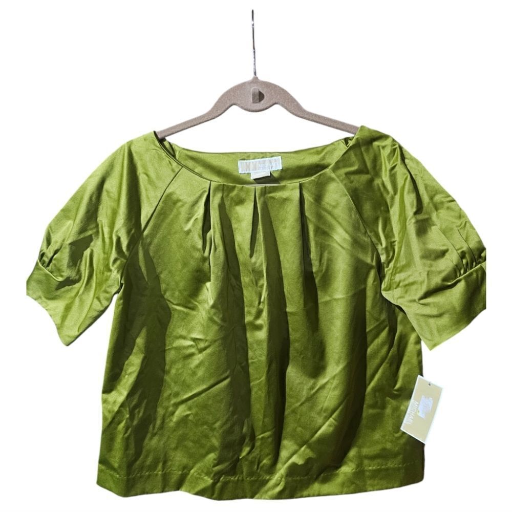 MICHAEL KORS Chartreuse Green Sateen Top - Size Medium NWT